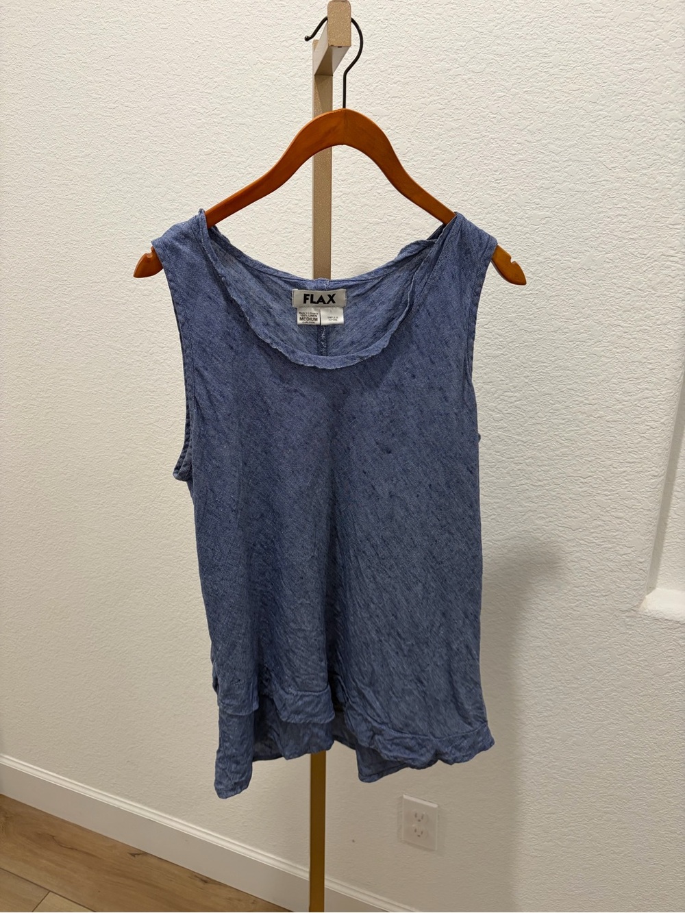 FLAX by Jeanne Engelhart Blue Sleeveless Linen Blend Tank size medium